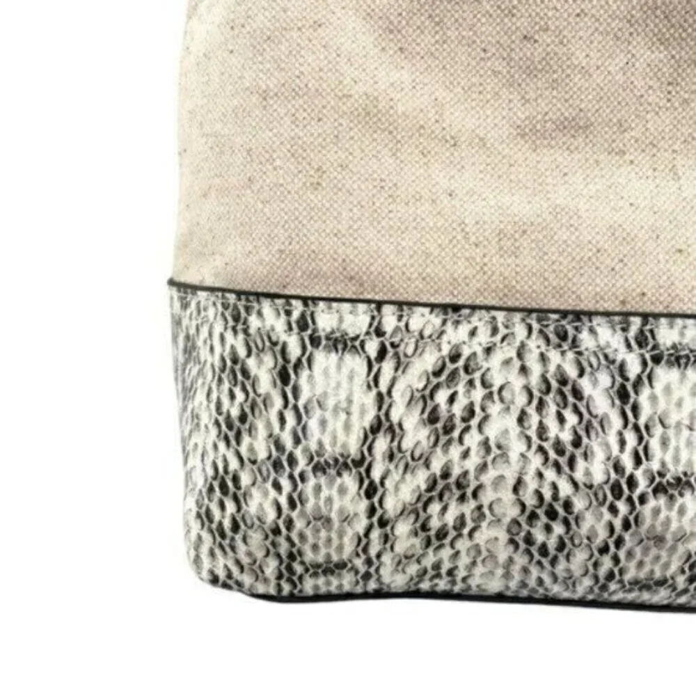 Alfani Hillary Canvas Hobo Shoulder Bag in Linen Snakeskin New